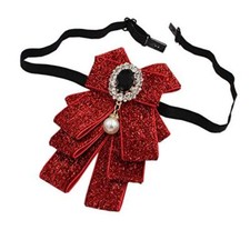 Bow Brooch Pins for Women Men Adjustable Bow Tie shining Neck tie Clip Pre Red