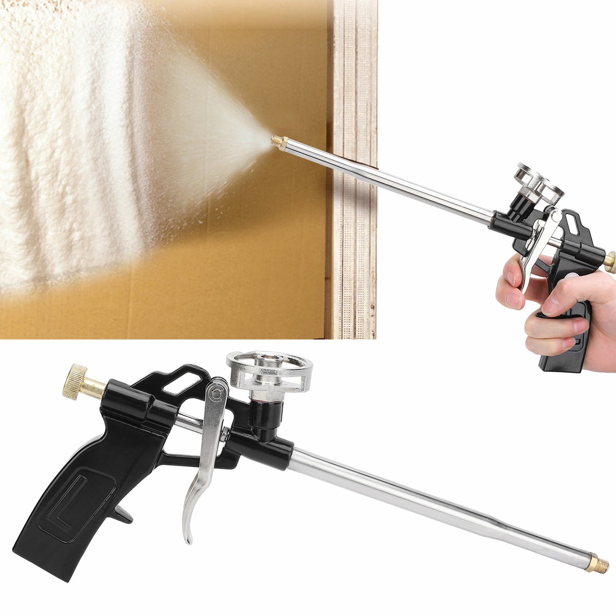 Spray Foam Insulation Gun - Aluminum Applicator Tool With Nozzle For Filling & Sealing, Easy Trigger Control