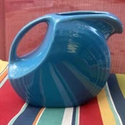 7  1/2 Inch Tall PITCHER turquoise blue FIESTA WARE By Homer Laughlin-USA