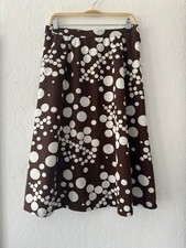Vintage Polka Dot Skirt A-line Brown White Lined Unbranded Waist 30"