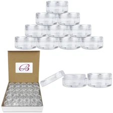 50 New Empty 5 Grams Acrylic Clear round Jars - BPA Free Containers for Cosmetic