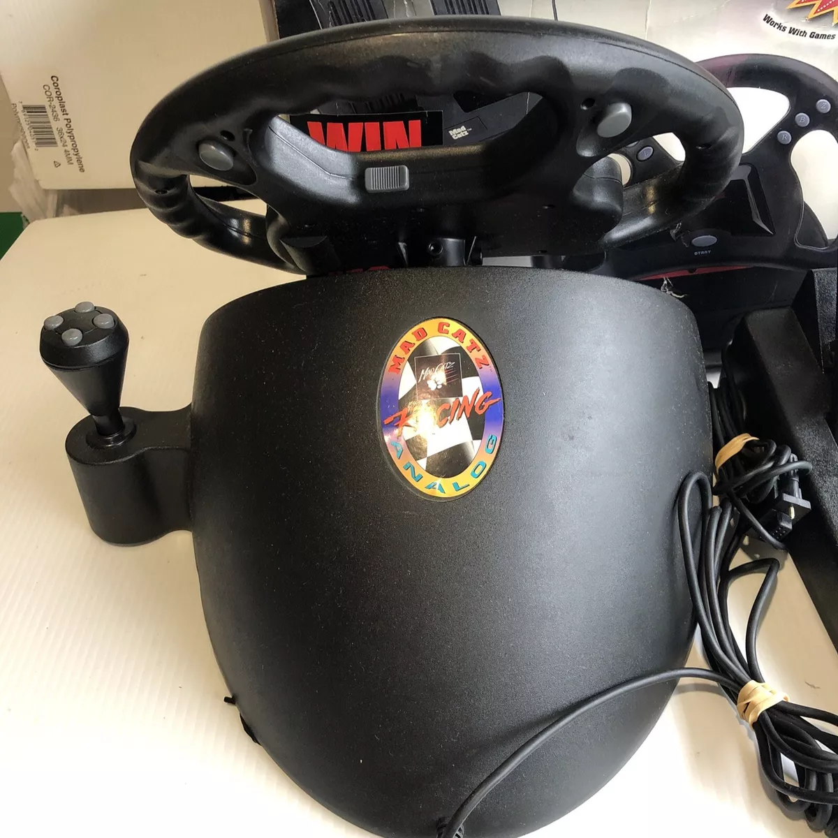 Mad Catz Analog Steering Wheel for N64 Nintendo 64 w/ Foot Pedals & Original Box