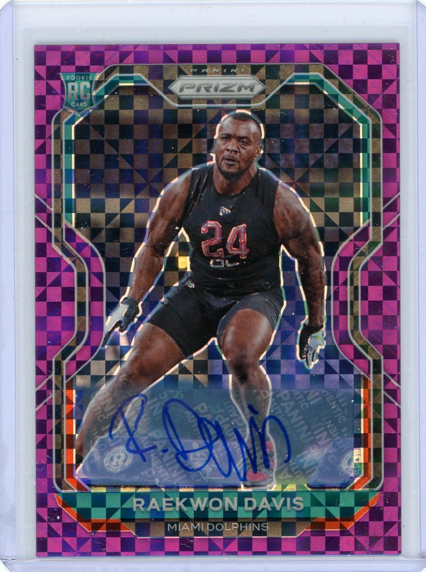 2020 Panini Prizm Football Purple Power Prizm Rookie Auto #341 Raekwon Davis /49
