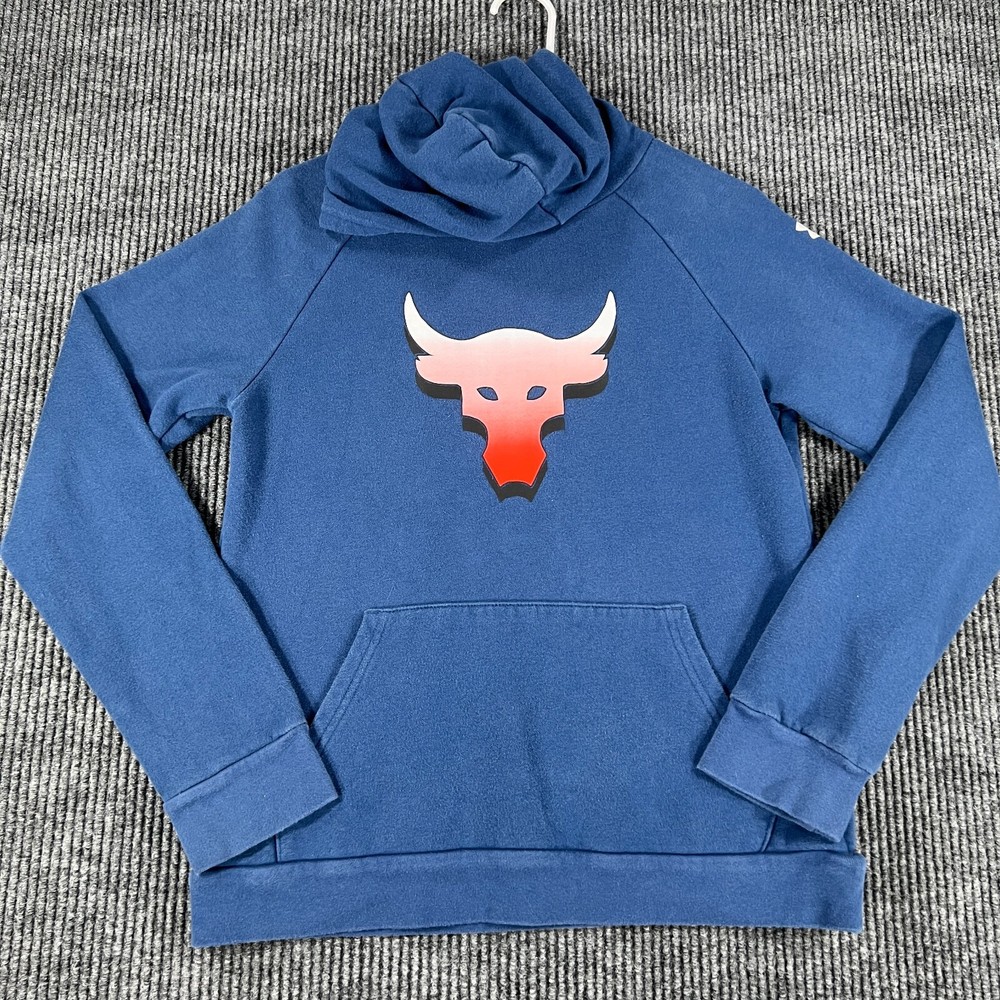 Under Armour Project Rock Sweatshirt Youth Boys Large Blue Long Sleeve Hoodie