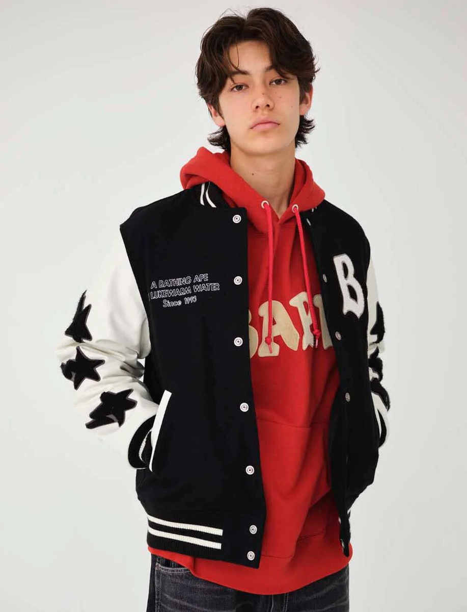 A BATHING APE Men's A BATHING APE RELAXED VARSITY JACKET A BATHING APE Men's A BATHING APE RELAXED VARSITY JACKET