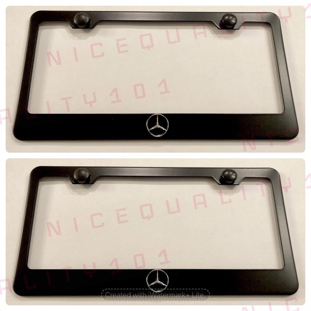 2x 3D Mercedes Benz Stainless Steel Black Finished License Plate Frame eBay