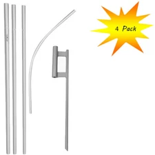 (4 pack) 16ft Aluminum Advertising Swooper Pole with 30" Ground Spike Set 