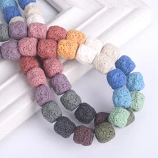 10pcs Cylinder Meteorite Shape 12mm Natural Volcano Lava Stone Loose Beads Lot