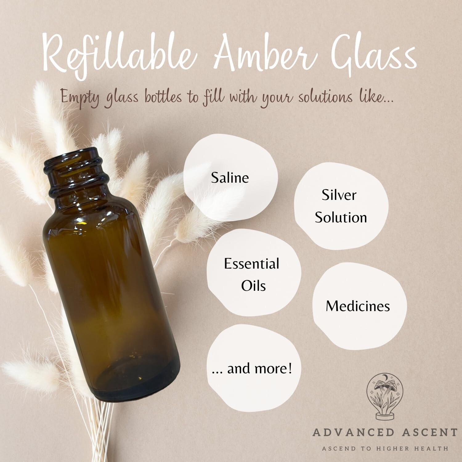 Amber Glass 1 oz Nasal Sprayer! EMPTY, Refillable, Travel Sized, Quality Glas...