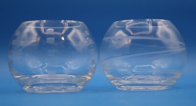 Mikasa Votive Candle Holders ENCORE CHEERS Etched Globe Set of 2