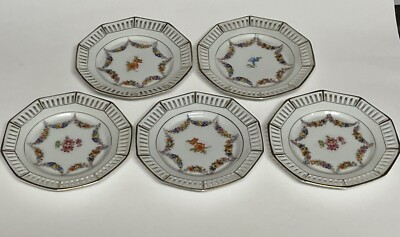Vintage CS Bavaria Reticulated Plates Set of 5 Pierced Carl Schumann 5 7/8''