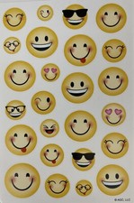 EMOJI Stickers 25pc AGC Faces Expressions Smiley faces Sunglasses Card making
