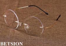 Vintage Round Flexible Eyeglass Frames Rimless Glasses lightweight Eyewear Rx