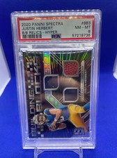 2020 Panini Spectra Justin Herbert RC Building Blocks Relics Hyper 6/75 PSA 8 SP