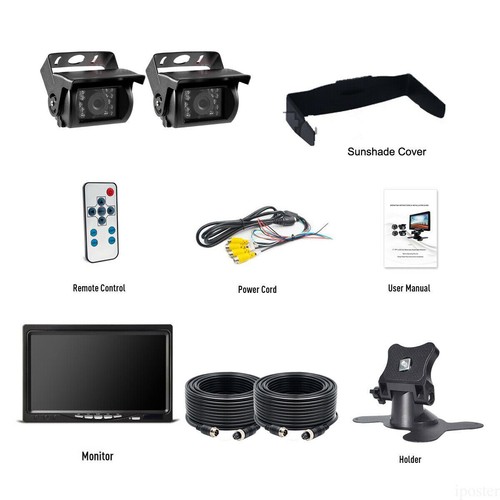 7" Split Screen Monitor 2X 4PIN IR CCD Rear View Backup Camera For Truck Rv Van - Picture 24 of 24