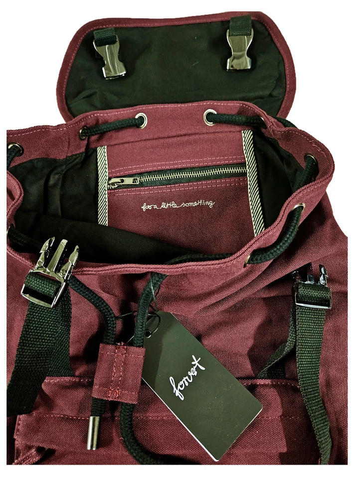 Forvert Tagesrucksack Cityrucksack Schulrucksack 21 Liter Natur Cotton Burgunder - Bild 4 von 4