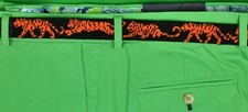 Princeton Tiger Hand-Needlepoint Belt Sz: 42