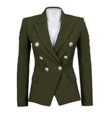 Barely Worn.balmain Women’s Green/silver Fitted Blazer Jacket.sz 38(fits Uk 8).