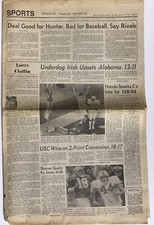 1975 Notre Dame Upsets Alabama Boston Herald Jan 2 Sports News - College Bowls