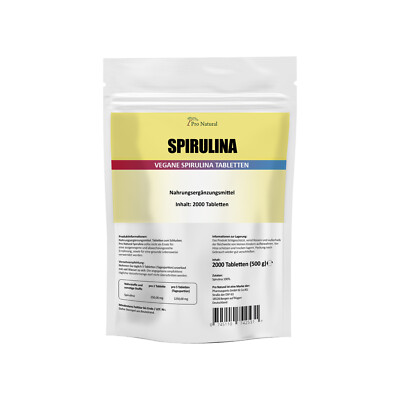 Spirulina Algen - 2000 Presslinge Tabletten  - 100% rein & vegan - Superfood