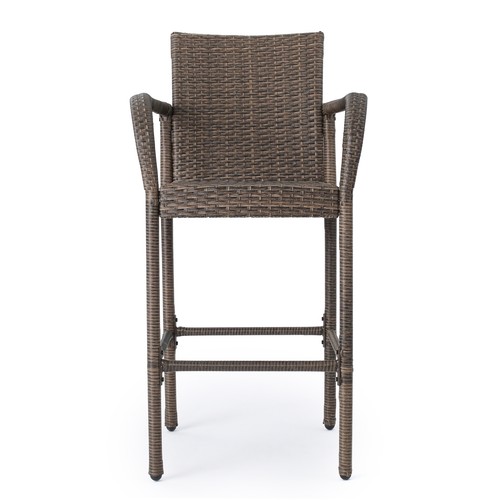Patio Bar Stools Set of 2 Wicker All Weather Outdoor Rattan Bar Chairs Brown - Picture 5 of 12