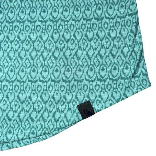 LL BEAN Streamside Tee T-Shirt Size MEDIUM Aqua Split V Neck Scallop Bottom - Bild 6 von 8
