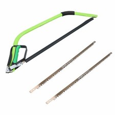 24" Heavy Duty Bow Saw Wood Logs Trees Branches Finger Guard + 3 Blades