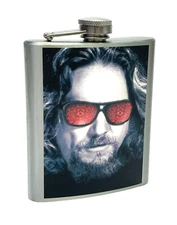 The Dude The Big Lebowski 7 Ounce Hip Flask Stainless Steel Custom Graphics
