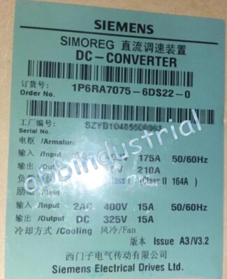 rectifier 400 420V DC three-phase AC 6RA7075-6DS22-0 DC speed regulator