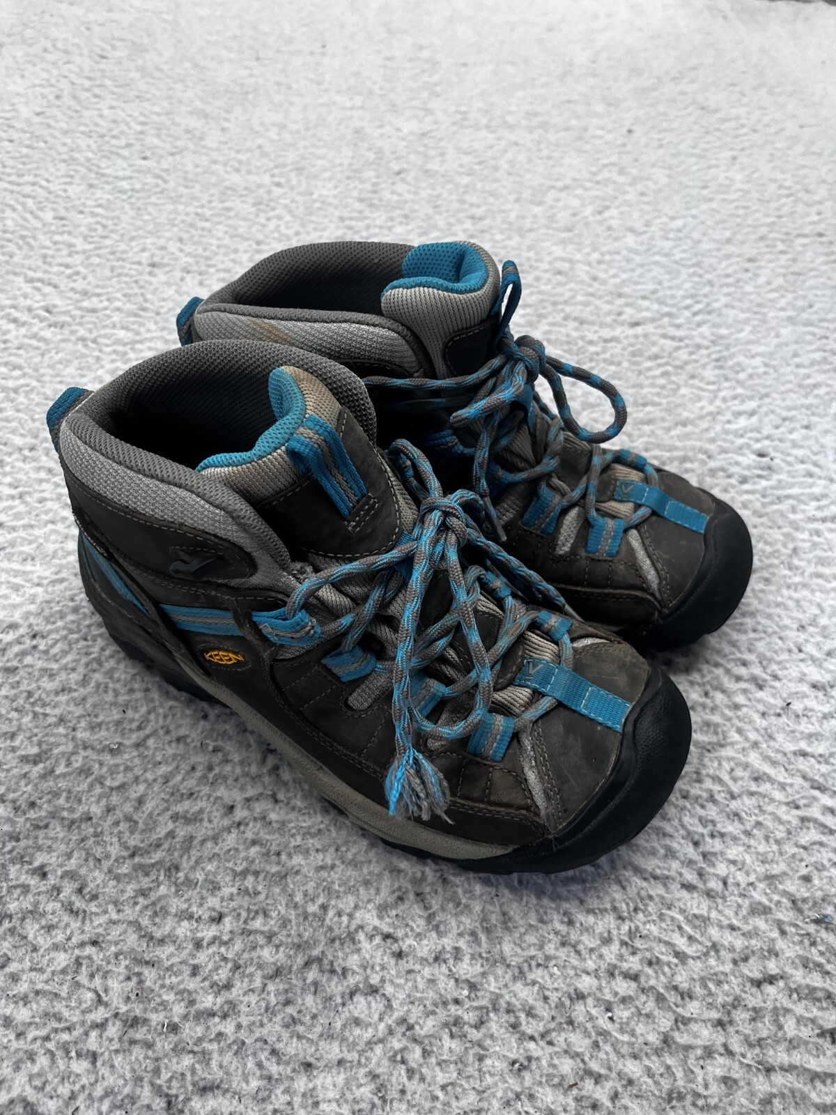 Stivali da trekking con lacci impermeabili Targhee grigio blu Keen da ragazzo taglia 6 5
