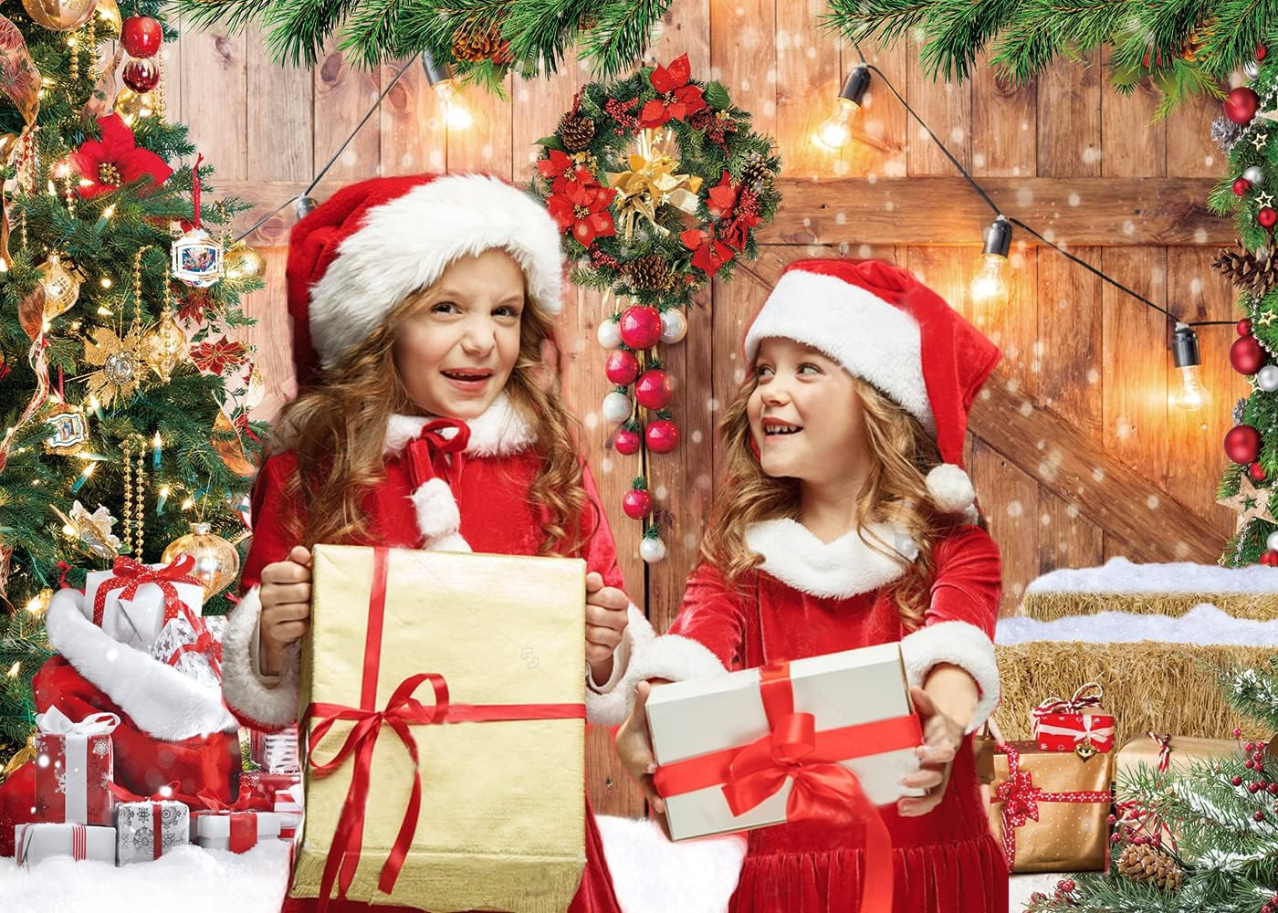 7x5ft Christmas Barn Wood Photography Backdrop for Holiday Celebrations