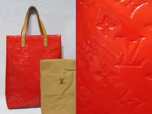 LOUIS VUITTON Vernis Reed MM Red Women's Handbag Made in France
