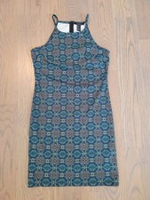 Forever21 Women's Tank Dress Geometric Green Blue Beige Sleeveless SZ L Summer