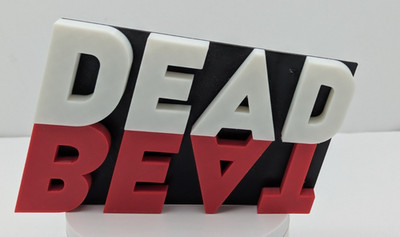 Dead Beat - 100mm breit, 3D gedrucktes Freizeitpark Logo