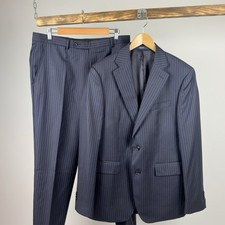 Boggi Milano Italian Men's Striped Navy Two Piece Regular Fit Suit Size 50