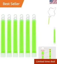 Eco-Friendly Green Glow Sticks - 6 Pack, Snap & Light with 12 Hour Illumination