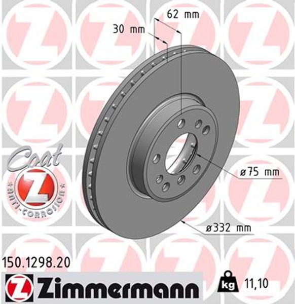 2X Bremsscheibe Coat Z Zimmermann 150.1298.20 FüR BMW X5 E53 X3 E83 Xdrive-image