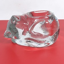 Indiana Glass Sleeping Kitten Cat Glass Candle Holder - USA Made