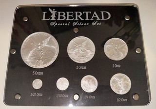 MEXICO 2024 COLLECTION LIBERTAD 5 OZ TO 1/20oz SILVER SATIN SET 999 VERY RARE