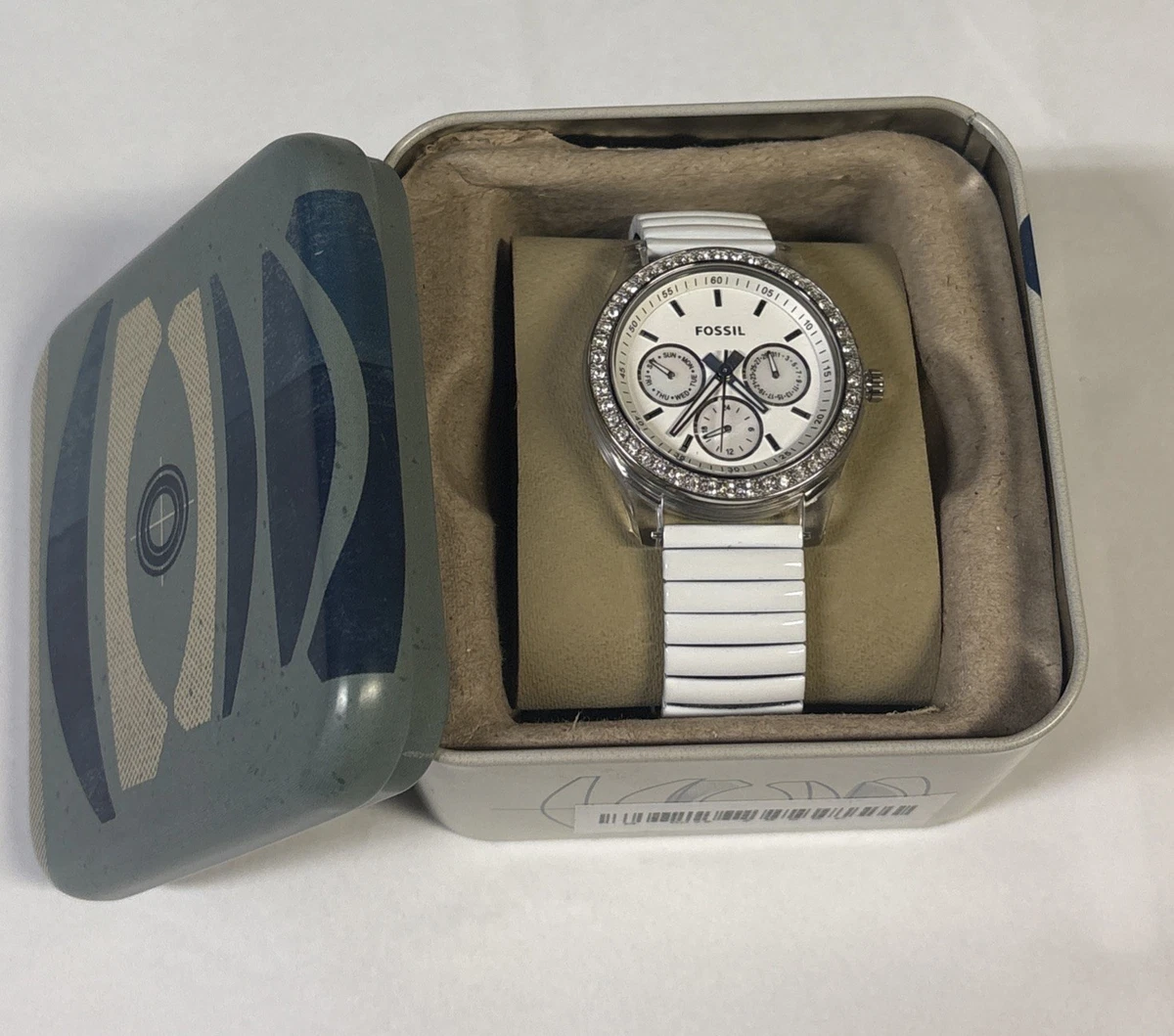 Fossil Stella Large Aluminum Woman Or Man UnisexChronograph Watch 42 MM Vintage Fossil Stella Analog Round Wristwatches | eBay main image 2