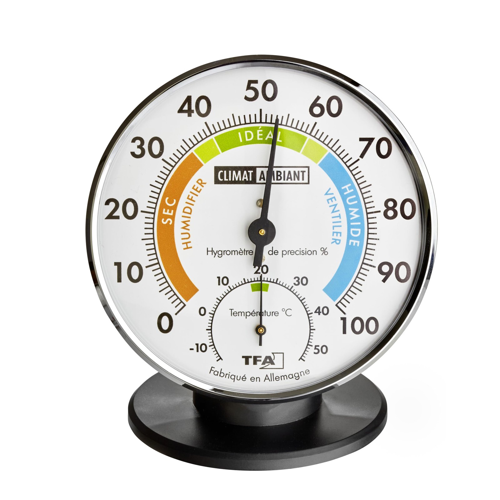 Thermomètre-hygromètre de précision en français pour contrôle du climat intérieur blanc