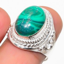 Green Malachite Gemstone 925 Sterling Silver Jewelry All Size Ring For Gift