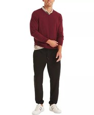 Nautica Men's Navtech Classic-Fit Soft V-Neck Sweater, Deep Crimson, Size- XXL