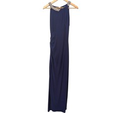 Lauren Ralph Lauren Evening Gown Blue Embellished Neckline Sleeveless Maxi 4