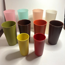 Tupperware Vintage Multicolor Plastic Tumblers Set of 10 Made in USA