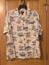 George Hawaiian Button Up Shirt Mens XL White...