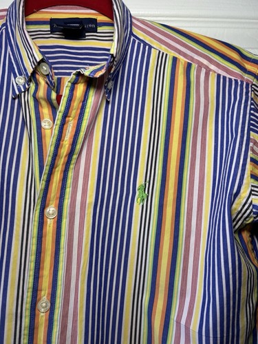 Polo Ralph Lauren Boys Size Medium 10/12 Long Sleeve Button Down Shirt Striped - Picture 2 of 9