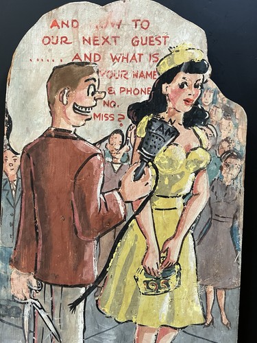 1950's Hand Painted Comical Flirtatious Folk Art Fraternity Paddle