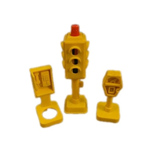 Fisher Price Little People Vtg. Traffic Light, Phone Booth Yellow