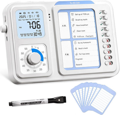 3-In-1 Visual Timer & ADHD Tool for Kids|Adults, Task Timer with Chore Chart Boa
